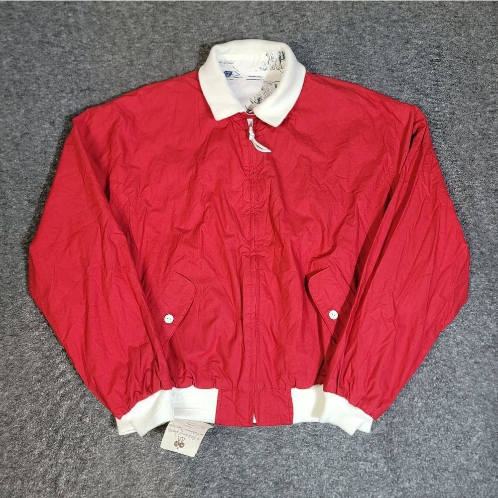 Lakeland Reversible Toile Jacket Size 46 Red / White Print Bomber NOS Vintage